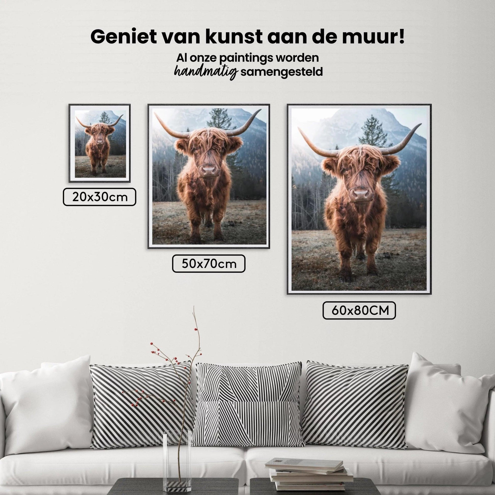 Diamond Painting Scottish Highlander - Scottish Highlander auf einer gefrorenen Wiese in den italienischen Bergen - SEOS Shop ®