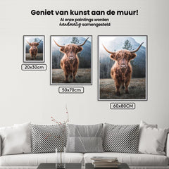 Diamond Painting Scottish Highlander - Scottish Highlander auf einer gefrorenen Wiese in den italienischen Bergen - SEOS Shop ®