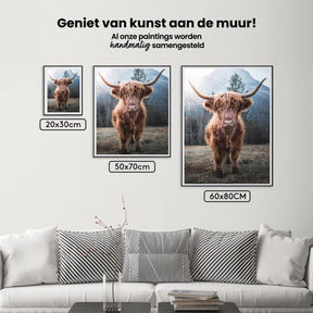 Diamond Painting Scottish Highlander - Scottish Highlander auf einer gefrorenen Wiese in den italienischen Bergen - SEOS Shop ®
