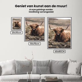 Diamond Painting Scottish Highlander - Freundlicher Scottish Highlander ruht auf dem Feld - SEOS Shop ®