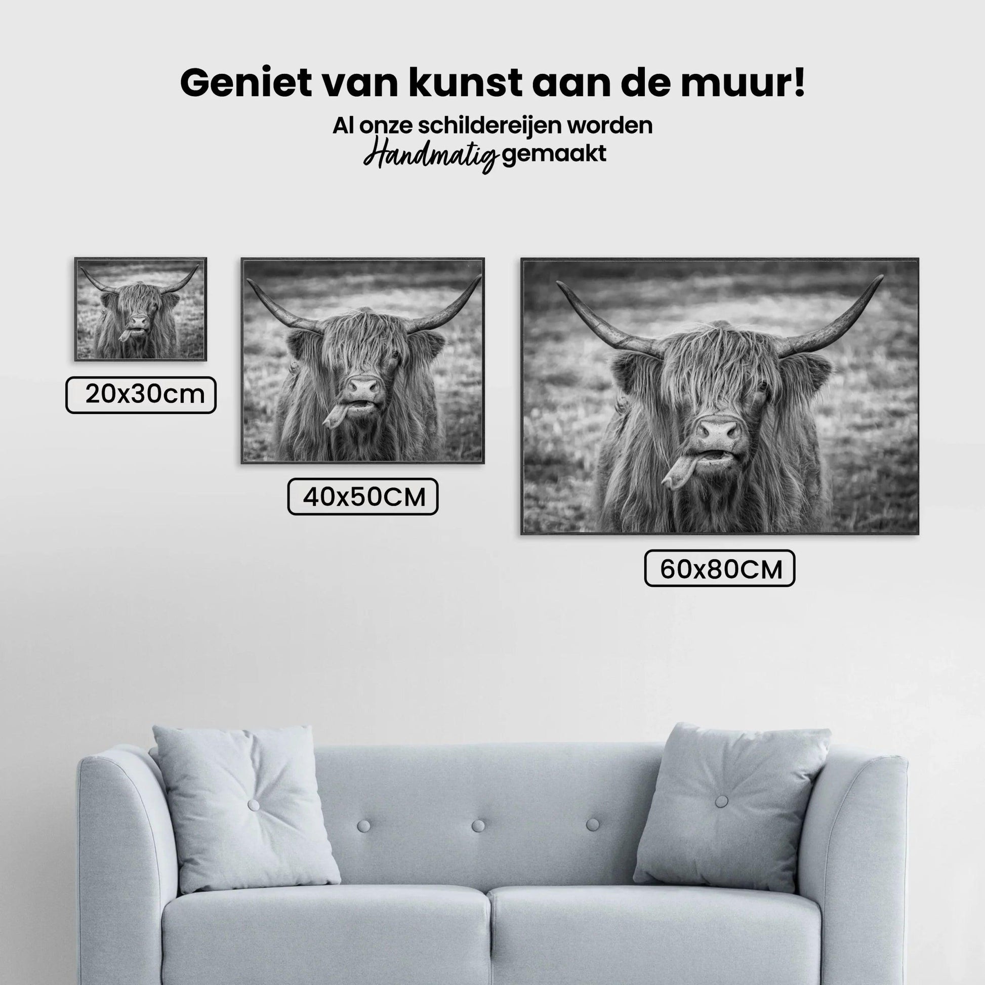 Diamond Painting Scottish Highlander - Schwarz-Weiß-Bild eines Scottish Highlander - SEOS Shop ®