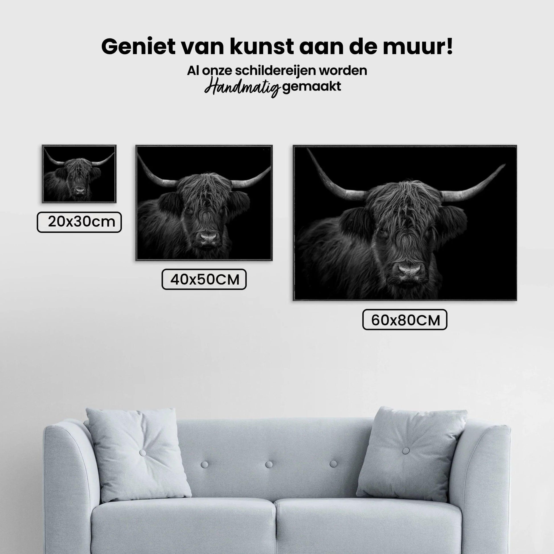 Diamond Painting Scottish Highlander - Schwarz-Weiß-Porträt eines haarigen Scottish Highlander - SEOS Shop ®