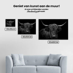 Diamond Painting Scottish Highlander - Schwarz-Weiß-Porträt eines haarigen Scottish Highlander - SEOS Shop ®