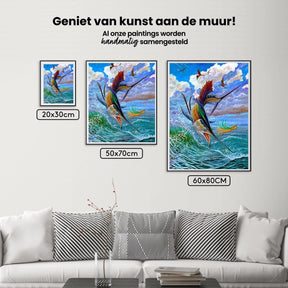 Diamond Painting Springender Segelfisch und Fliegende Fische - SEOS Shop ®