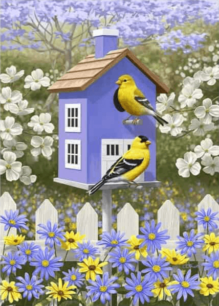 Diamantmalerei Vogel im Blumengarten - SEOS Shop ®