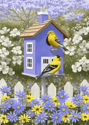 Diamantmalerei Vogel im Blumengarten - SEOS Shop ®