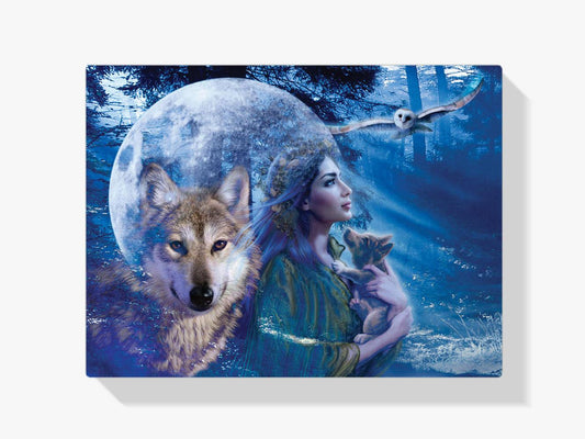 Diamond Painting Frau mit Wolf und Eule - SEOS Shop®
