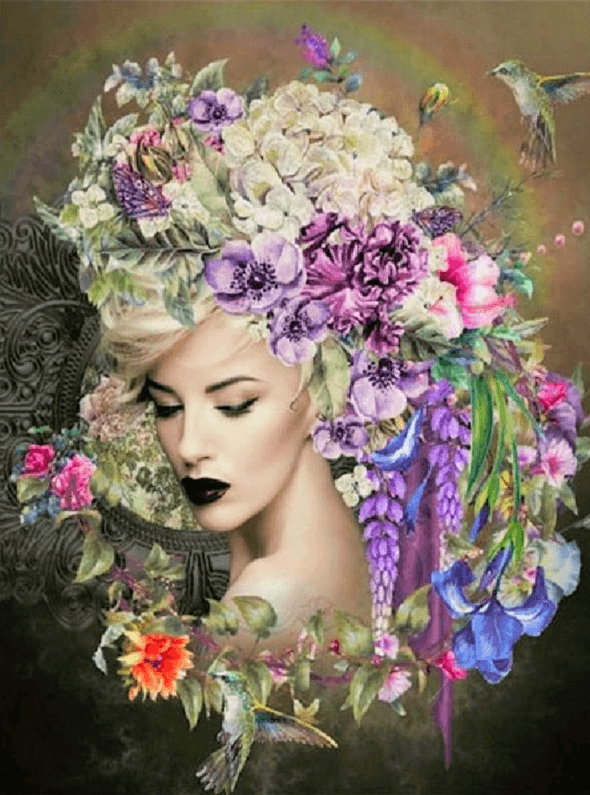 Diamond Painting Frauen mit Blume und Kolibri - SEOS Shop ®