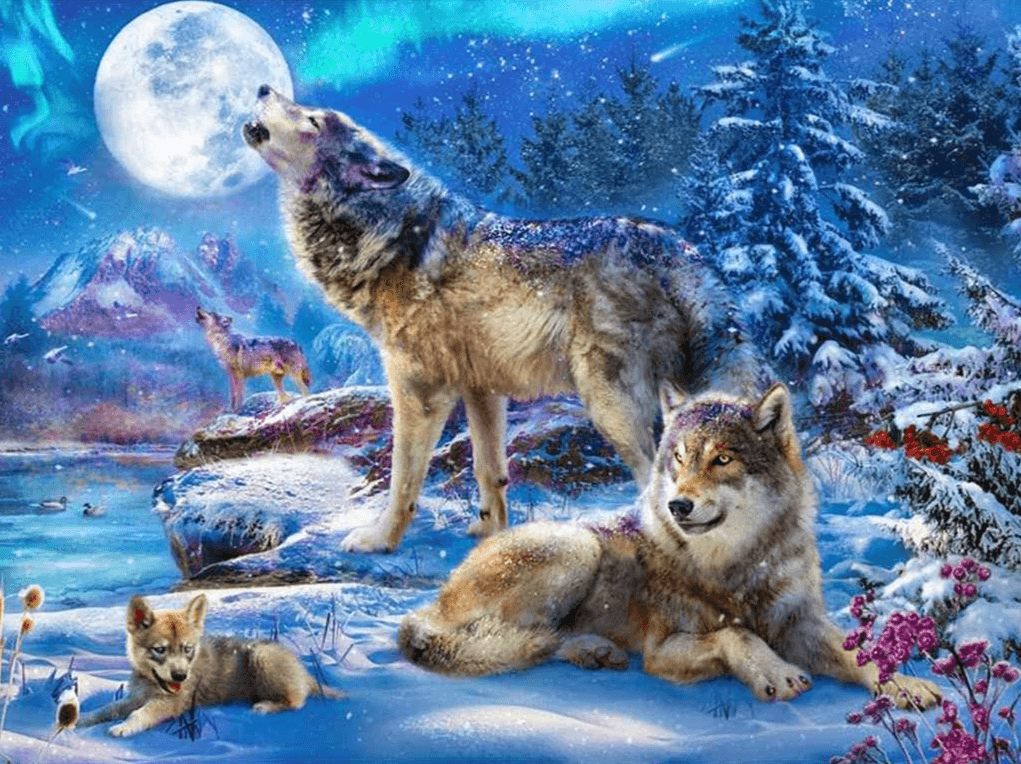 Diamantmalerei Winterwolf und Heulen - SEOS Shop ®