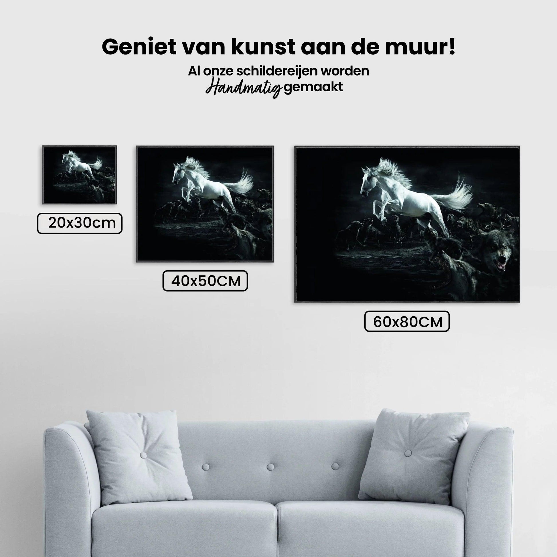 Diamantmalerei Weißes Pferd und Wölfe - SEOS Shop ®