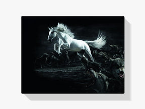 Diamantmalerei Weißes Pferd und Wölfe - SEOS Shop ®