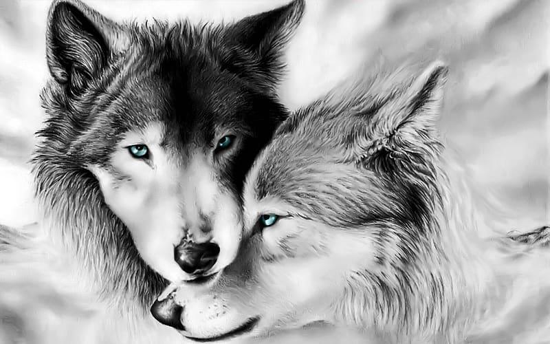 Diamantmalerei Weißes Wolfspaar - SEOS Shop ®
