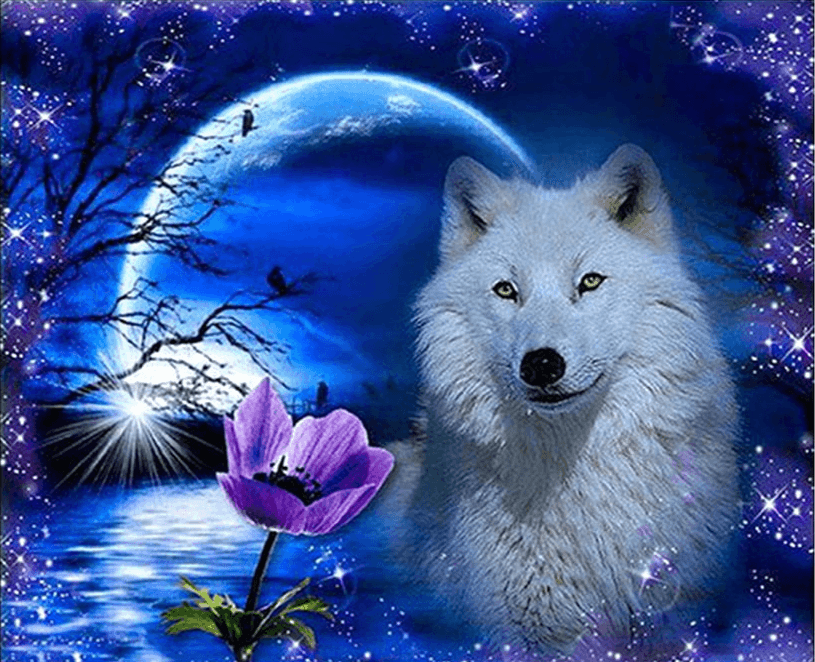 Diamond Painting Wolf mit Rose - SEOS Shop ®