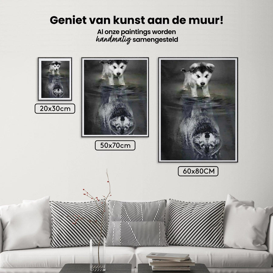 Diamantmalerei Wolfsjunges im Spiegelbild – SEOS Shop ®