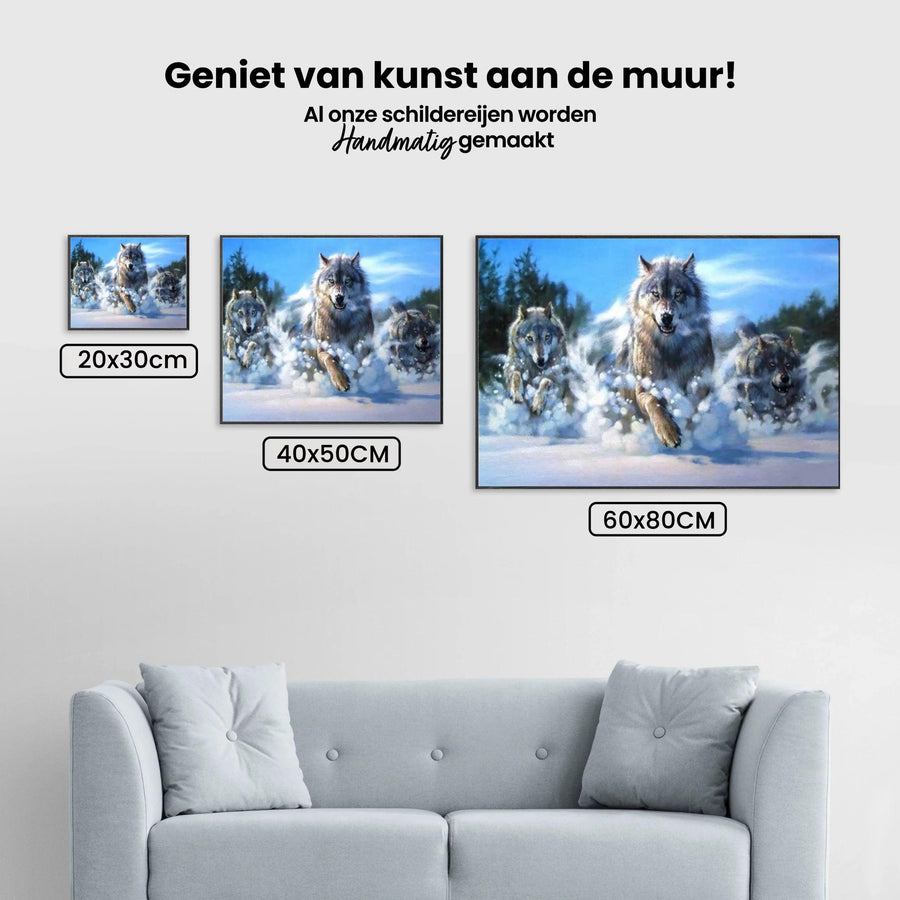 Diamond Painting Wölfe rennen im Schnee – SEOS Shop ®