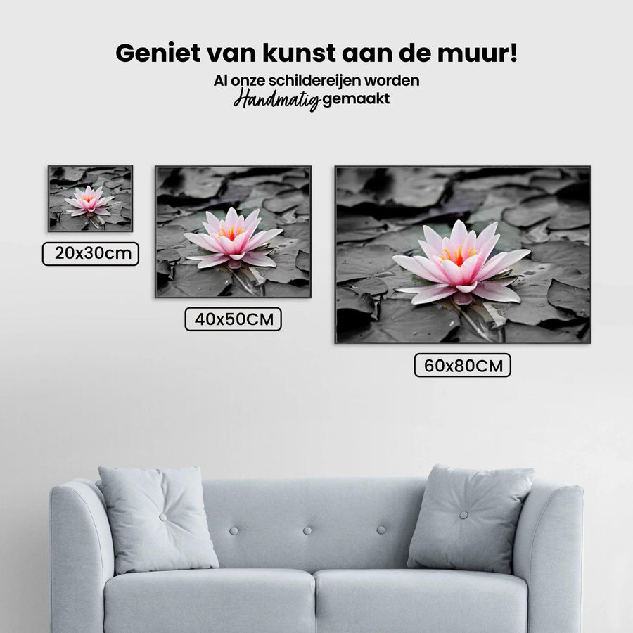 Diamantmalerei Schwarz-Weiß-Foto mit rosa Seerose – SEOS Shop ®