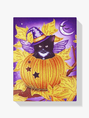 Diamantmalerei Schwarze Katze im Kürbis - SEOS Shop ®