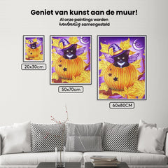 Diamantmalerei Schwarze Katze im Kürbis - SEOS Shop ®