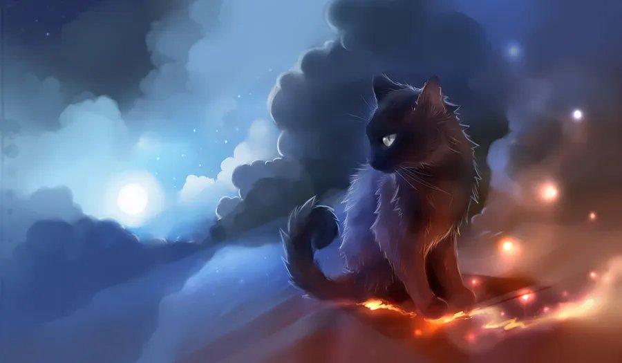 Diamantmalerei Schwarze Katze mit Vulkan - SEOS Shop ®
