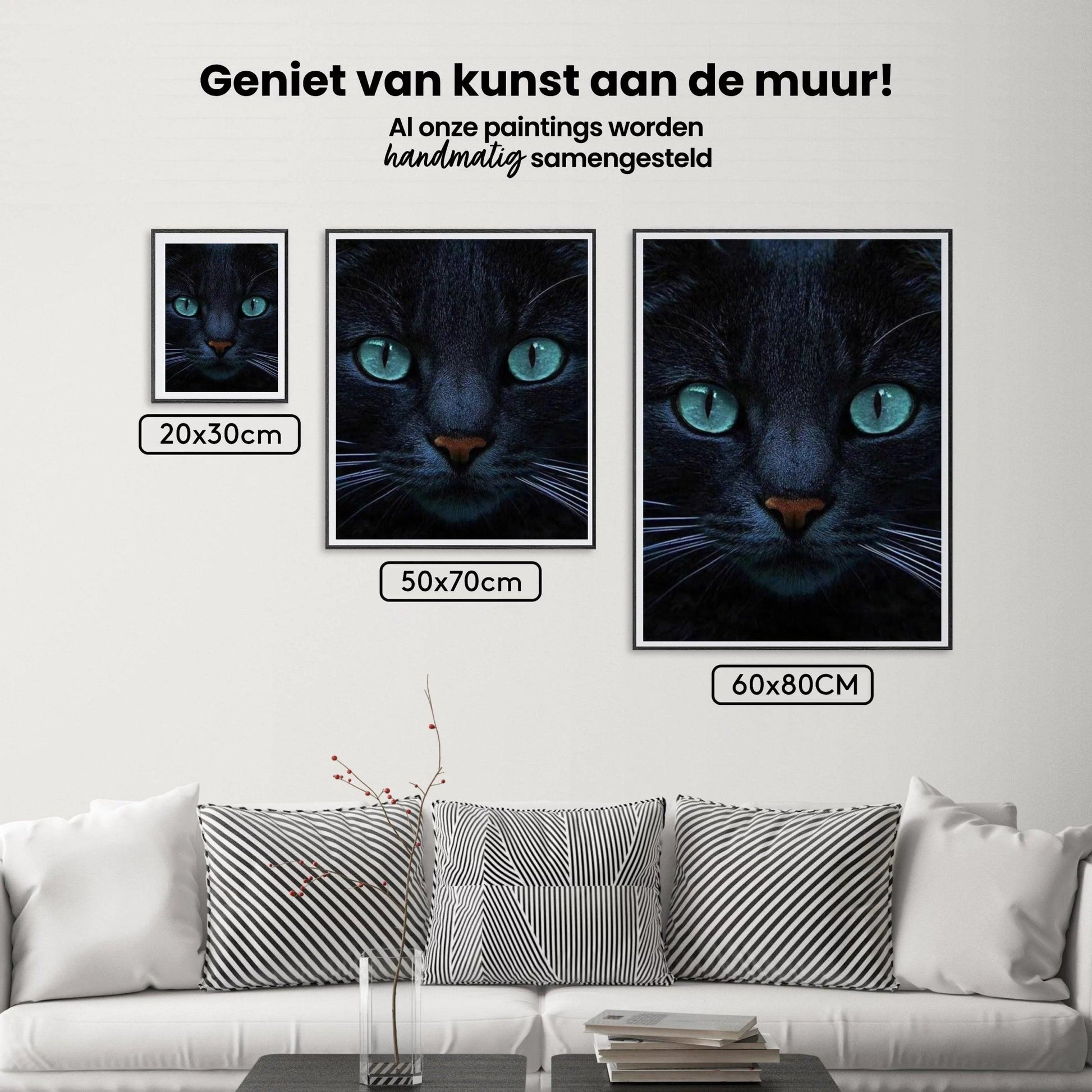 Diamantmalerei Schwarze Katze und blaue Augen - SEOS Shop ®