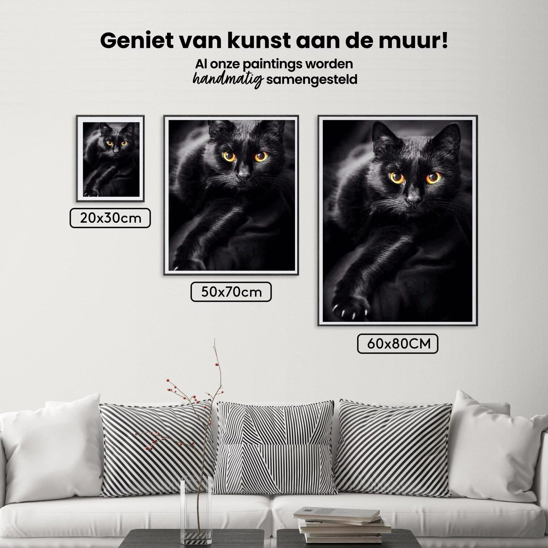 Diamantmalerei Schwarze Katze und gelbe Augen - SEOS Shop ®