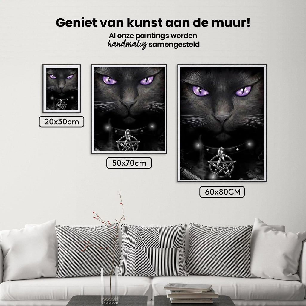 Diamantmalerei Schwarze Katze und lila Augen - SEOS Shop ®