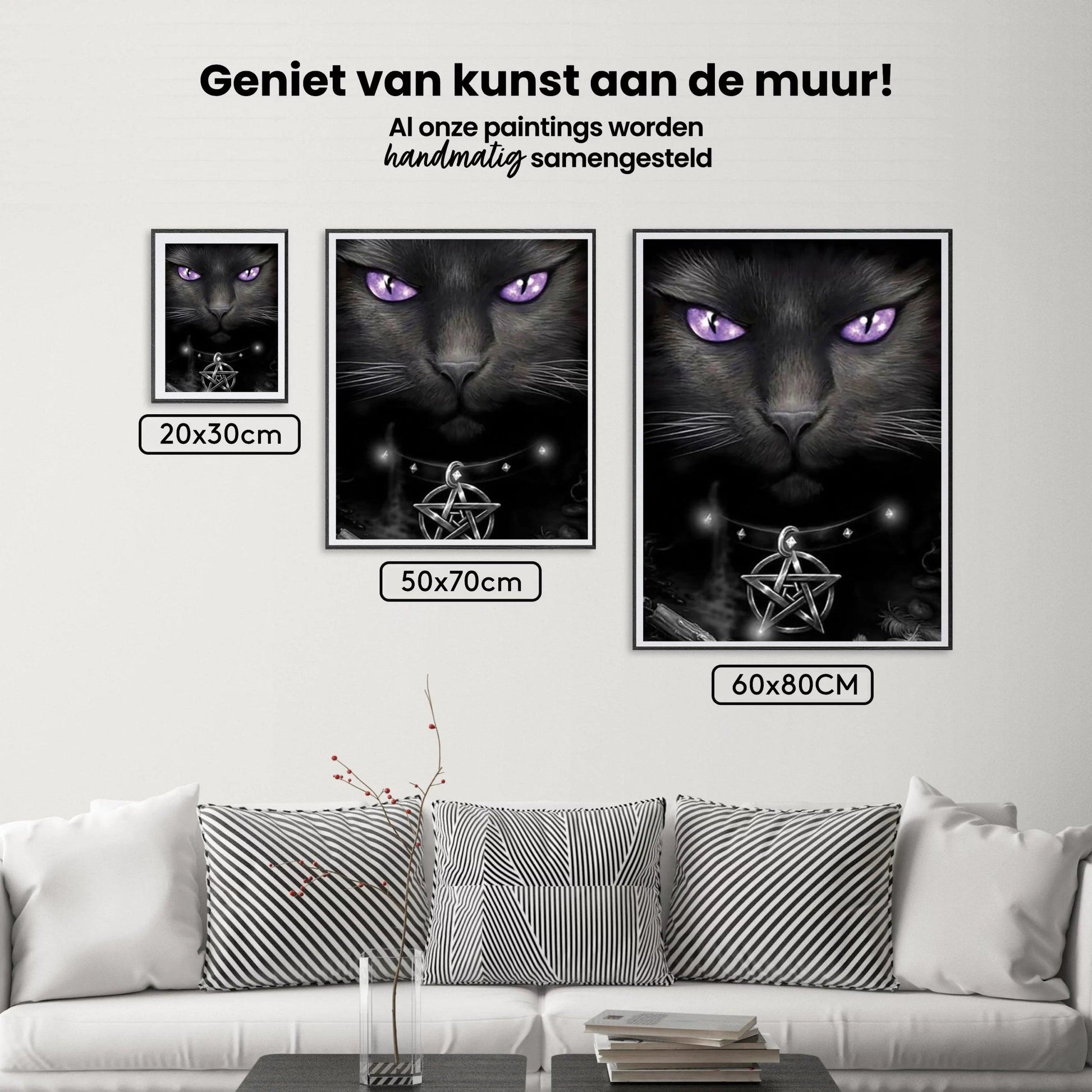 Diamantmalerei Schwarze Katze und lila Augen - SEOS Shop ®