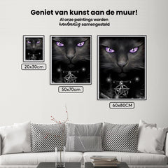 Diamantmalerei Schwarze Katze und lila Augen - SEOS Shop ®