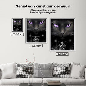 Diamantmalerei Schwarze Katze und lila Augen - SEOS Shop ®