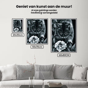 Diamantmalerei Schwarze Katze mit Blume und Biene - SEOS Shop ®