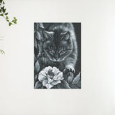 Diamantmalerei Schwarze Katze mit Blume und Biene - SEOS Shop ®