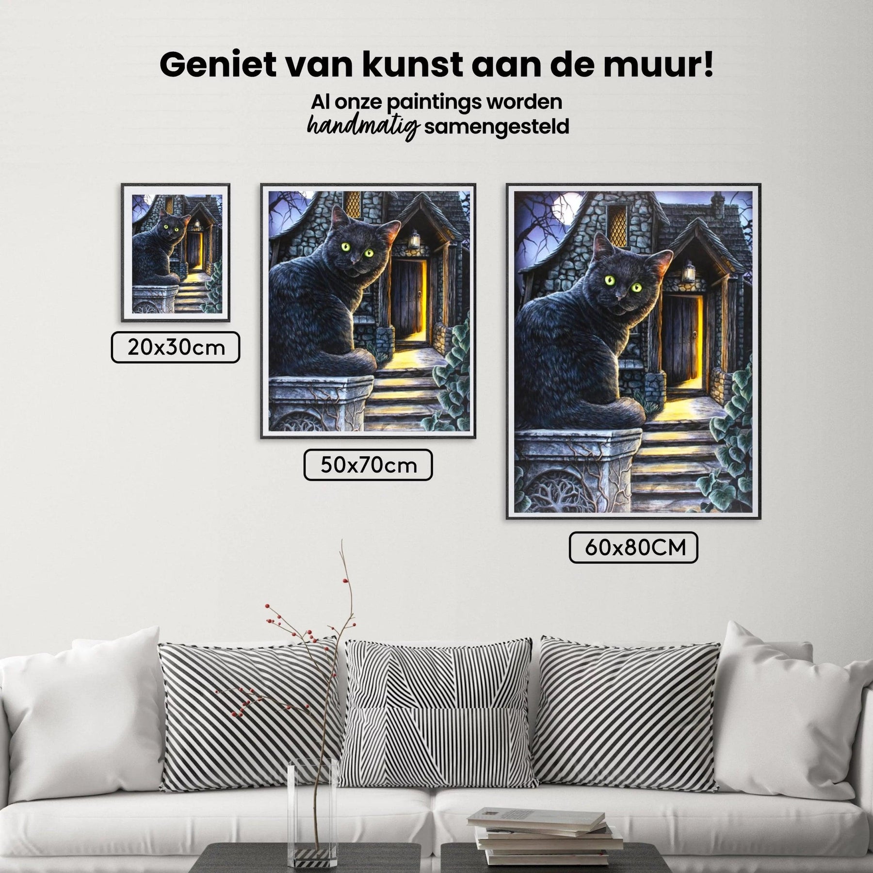 Diamantmalerei Schwarze Katze mit grünen Augen - SEOS Shop ®