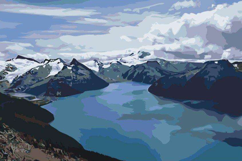 Diamantmalerei - Schneebedeckte Berge am See - SEOS Shop ®