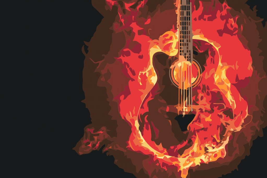 Diamantmalerei - Brennende Gitarre - SEOS Shop ®