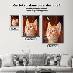Diamantmalerei – Braune Katze mit blauem Schmetterling – SEOS®