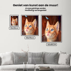 Diamantmalerei – Braune Katze mit blauem Schmetterling – SEOS®