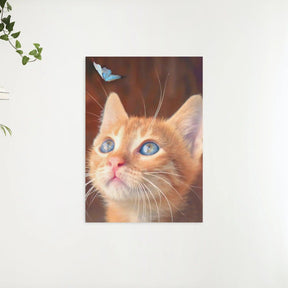 Diamantmalerei – Braune Katze mit blauem Schmetterling – SEOS®