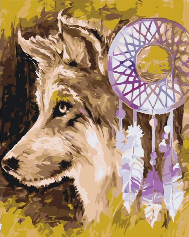 Diamond Painting - Der Wolf und der Traumfänger - SEOS®