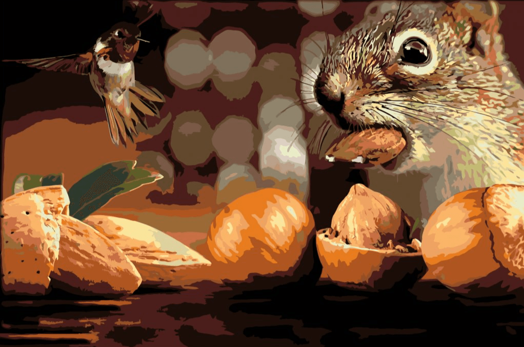 Diamantmalerei – Eichhörnchen und Vogel – SEOS®