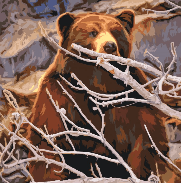 Diamantmalerei – Ein Bär lauert auf Beute – SEOS®