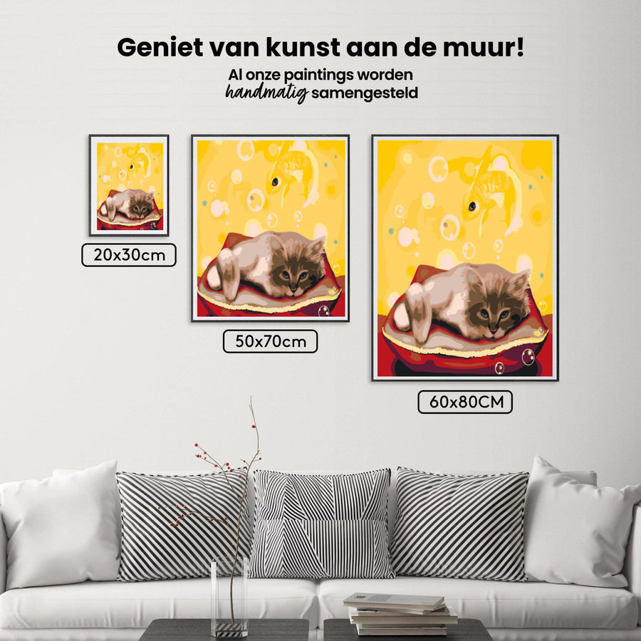Diamond Painting – Eine Katze träumt von einem Fisch – SEOS®