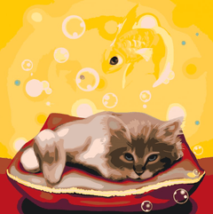 Diamond Painting – Eine Katze träumt von einem Fisch – SEOS®