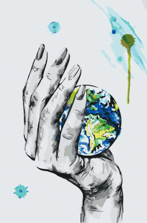 Diamantmalerei – Ein Planet in der Hand einer Frau – SEOS Shop ®