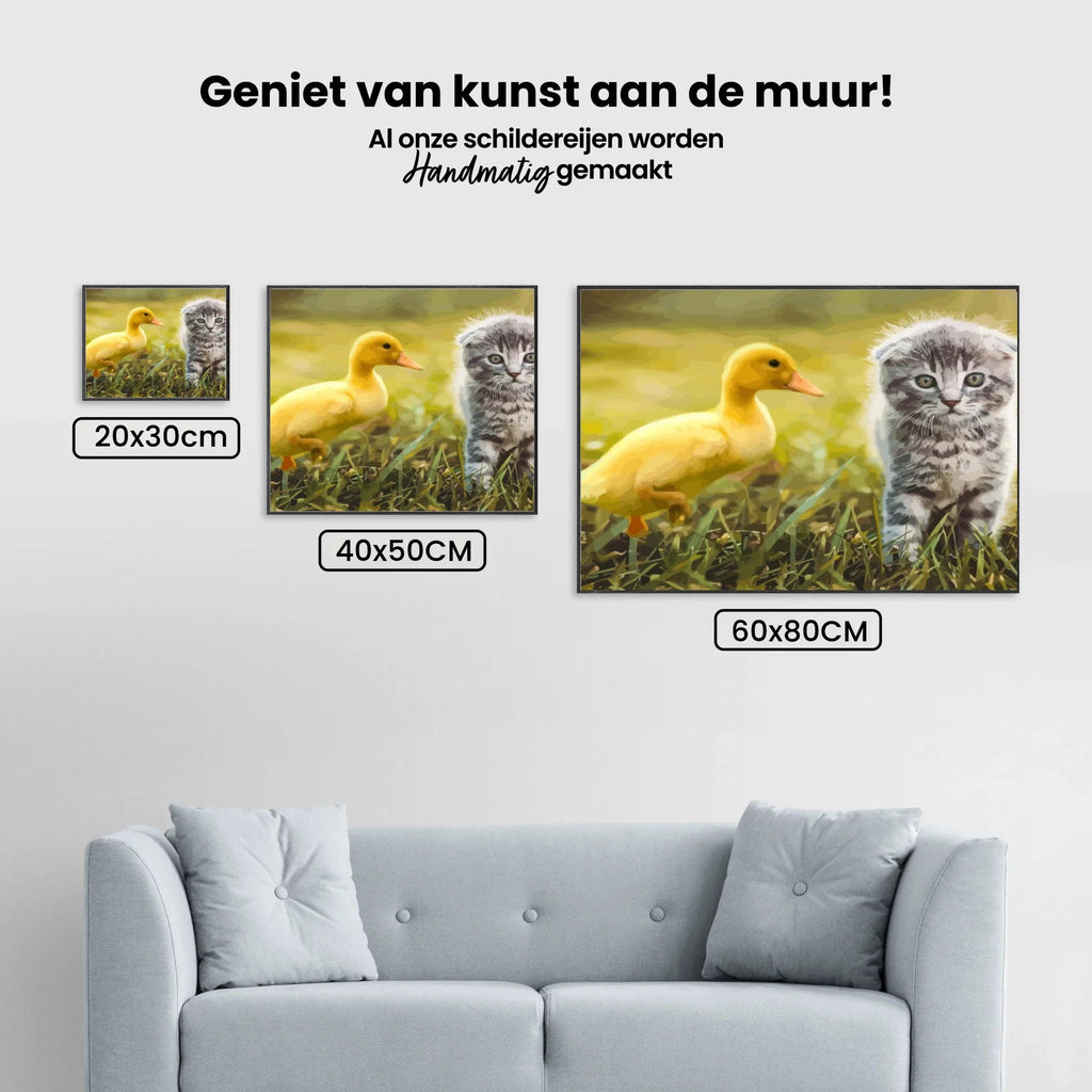 Diamond Painting - Ente spielt mit Katze - SEOS®