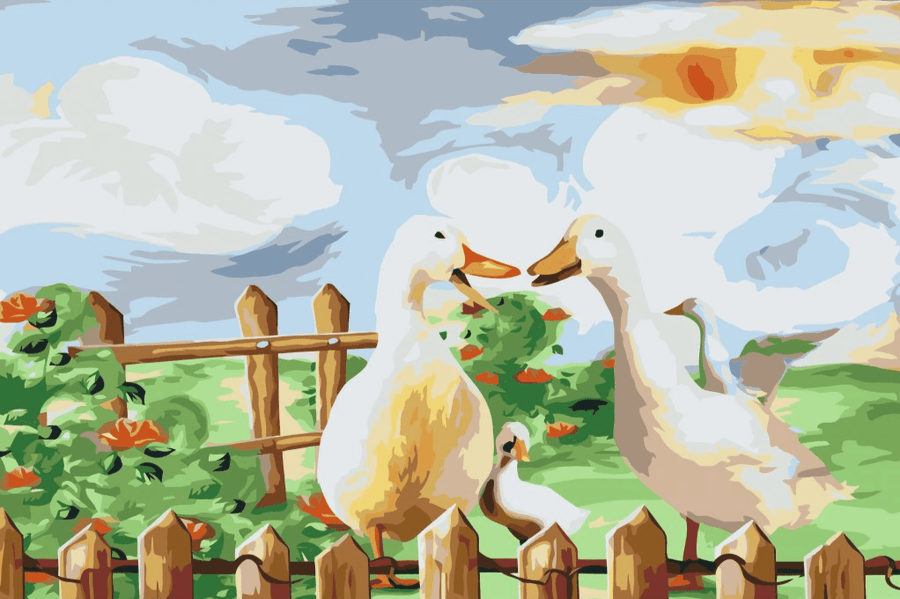 Diamond Painting - Entenfamilie im Garten - SEOS®