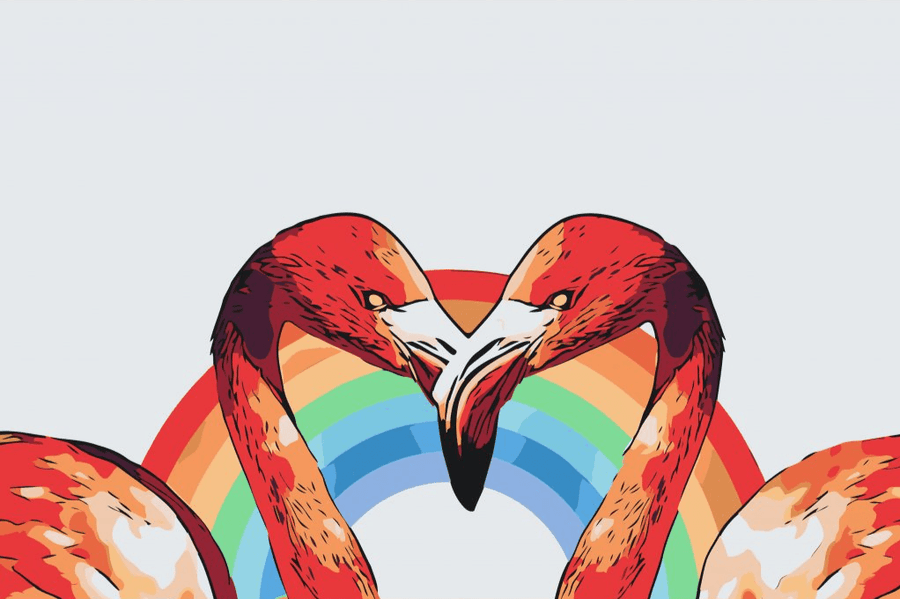 Diamond Painting – Herzförmige Flamingos – SEOS®