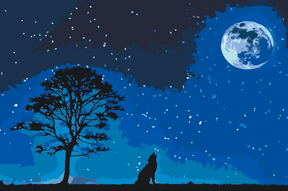 Diamantmalerei – Heulender Hund bei Vollmond – SEOS®