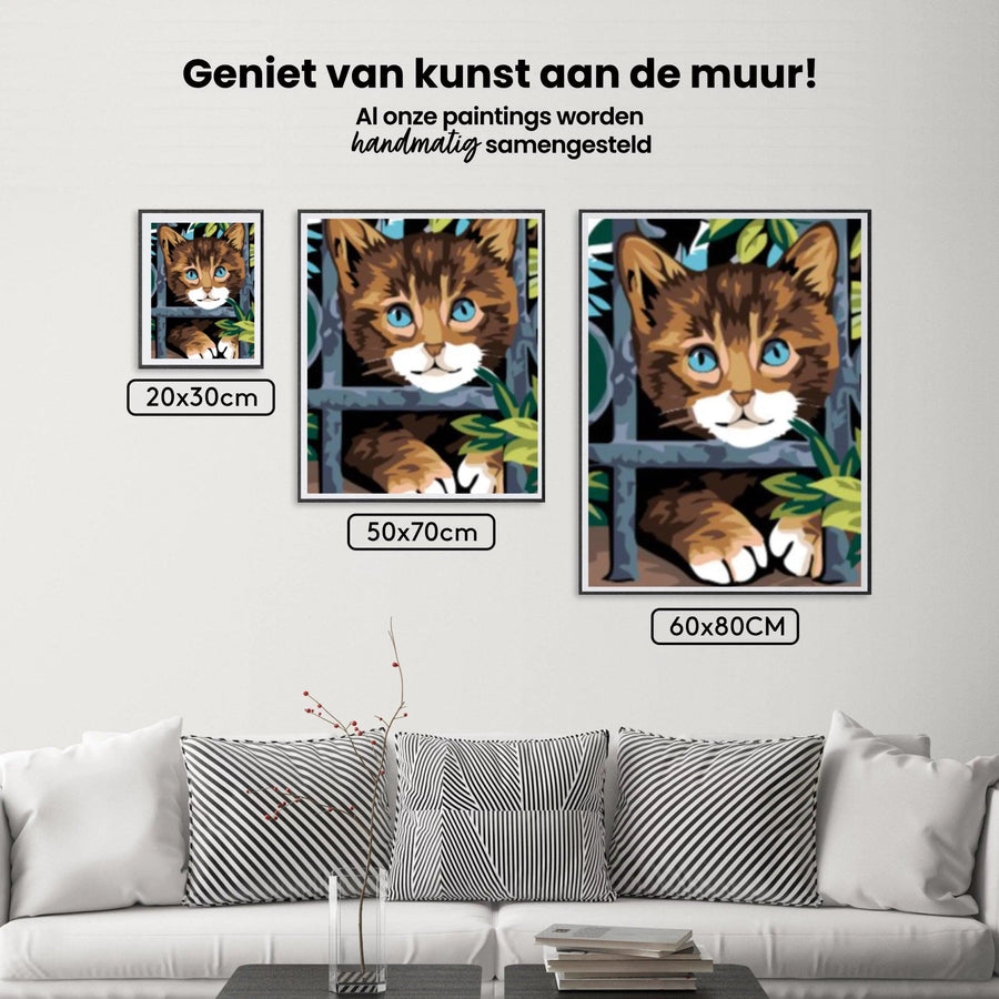 Diamantmalerei – Katze hinter dem Zaun – SEOS®