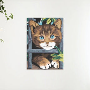 Diamantmalerei – Katze hinter dem Zaun – SEOS®