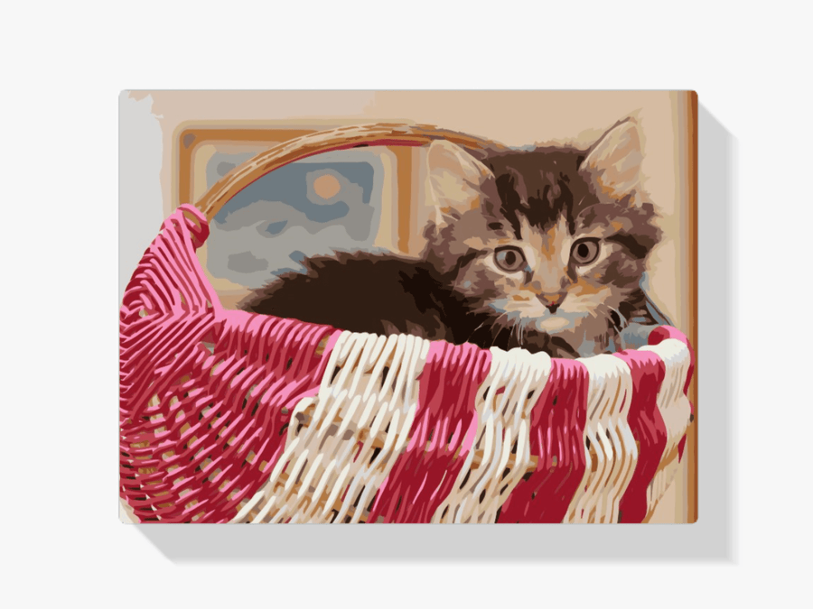 Diamantmalerei - Katze im Korb - SEOS®